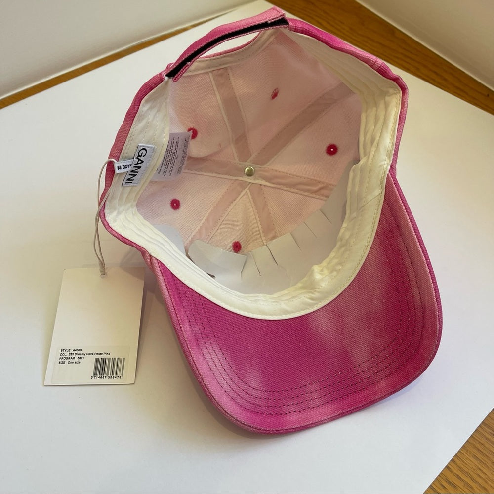 Ganni Canvas Tie Dye Pink Baseball Cap Hat