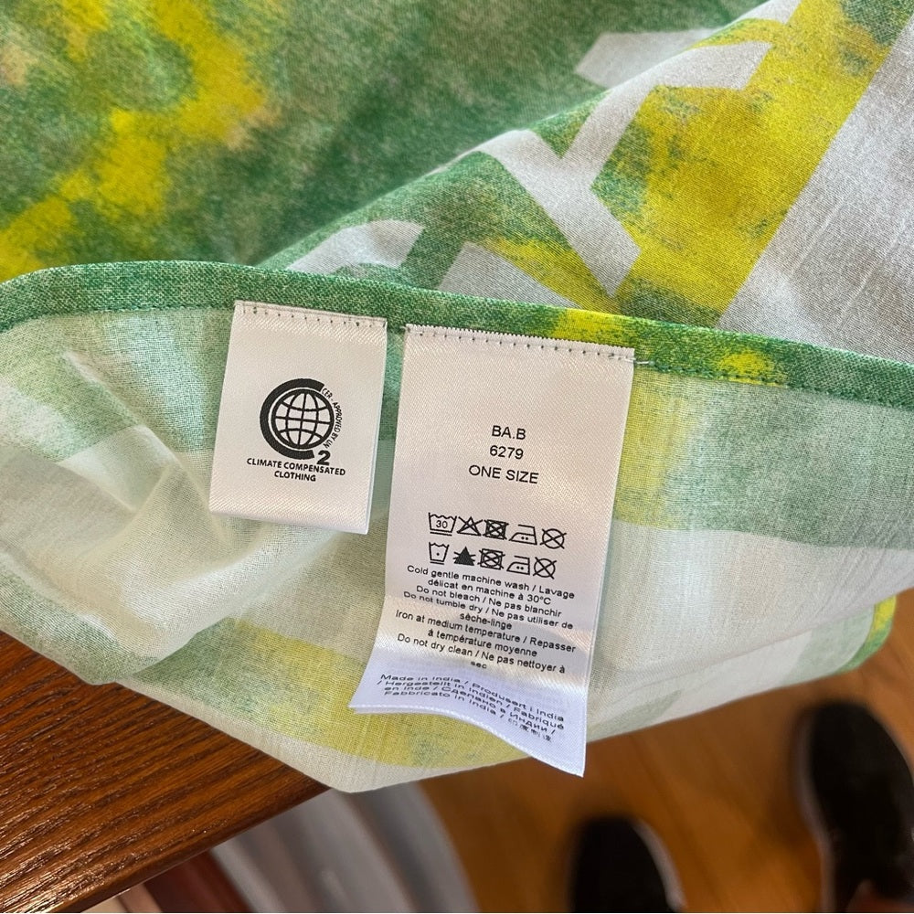 Ganni Tie-dye Voile Scarf organic cotton green and yellow