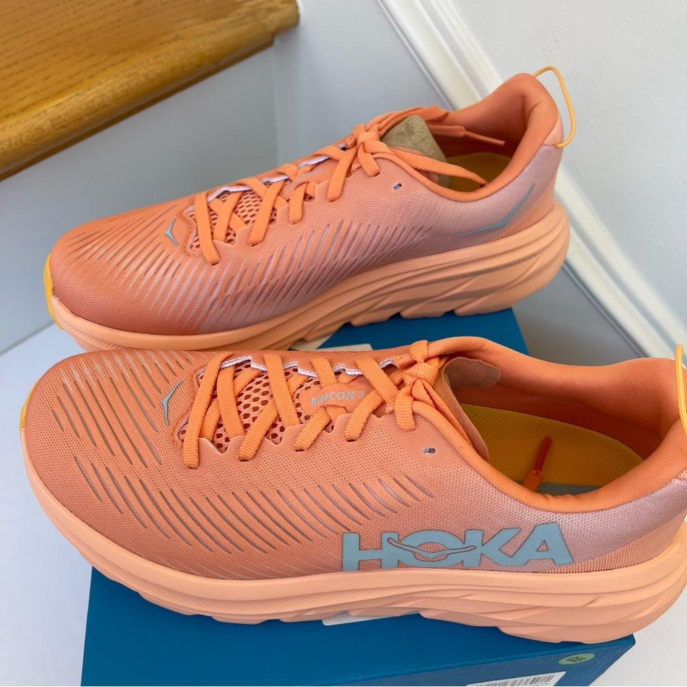 Hoka Rincon 3 women’s running shoes , brand new in box , coral salmon orange