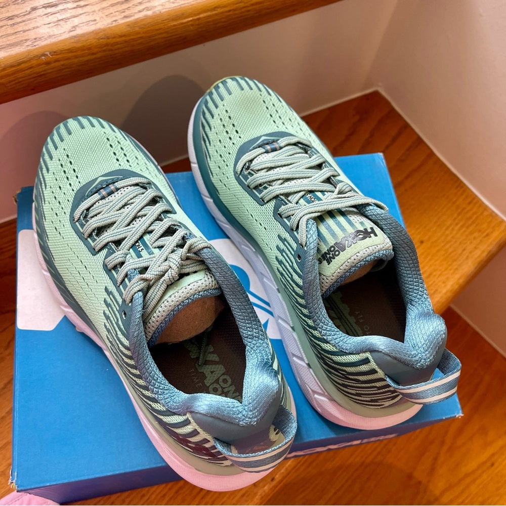 Hoka Clifton 5 Women’s in Lichen / Storm Blue , Brand New Hoka One One