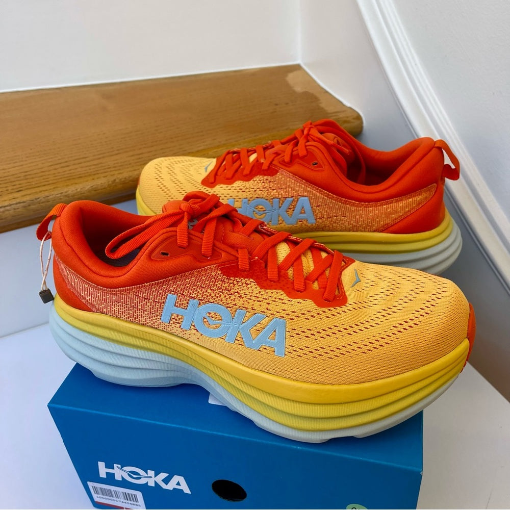 Hoka Bondi 8 Running Shoes in Puffin’s Bill / Amber Yellow Men’s