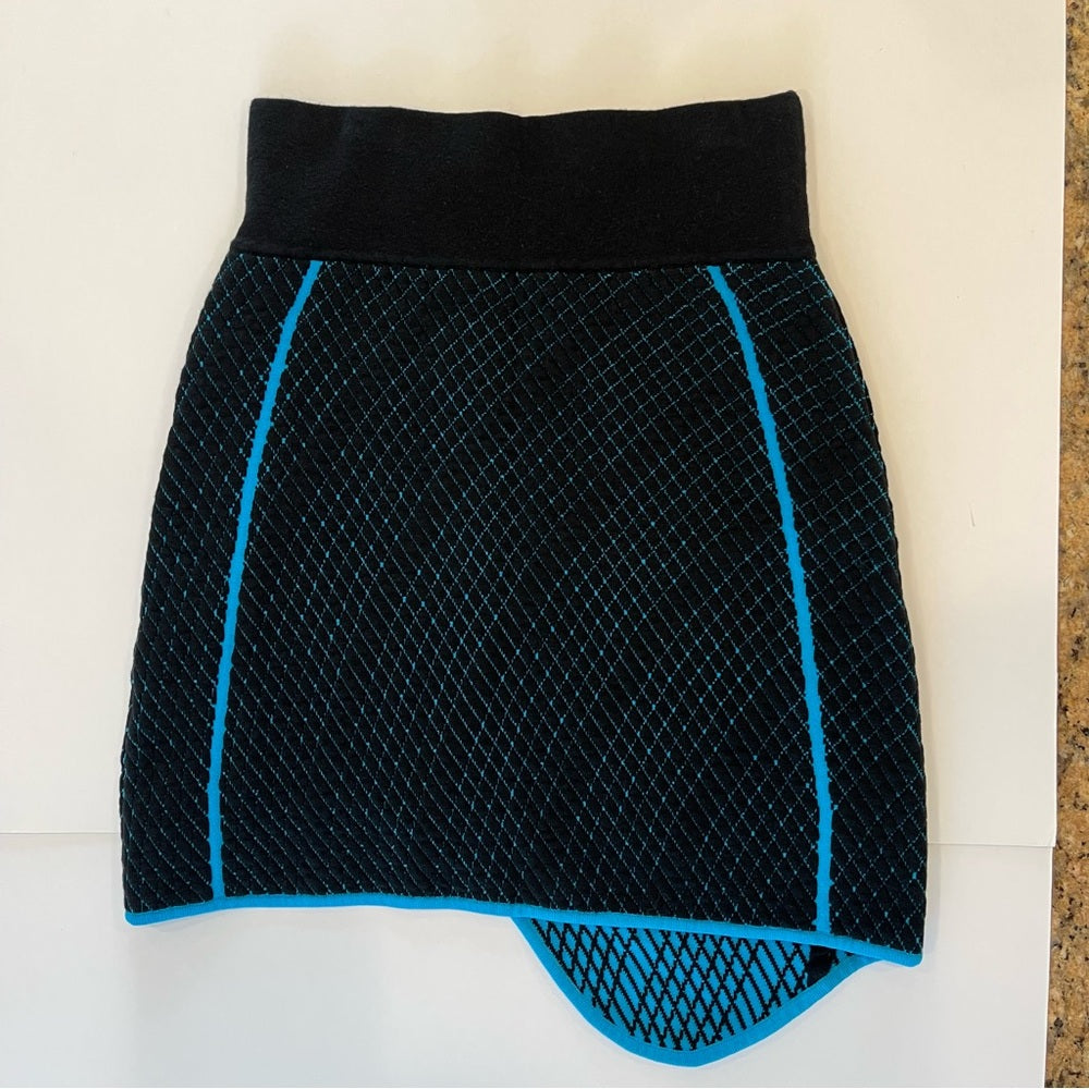 PH5 Wave Morose Wavy Mini Skirt - Black Rock with blue trim knit