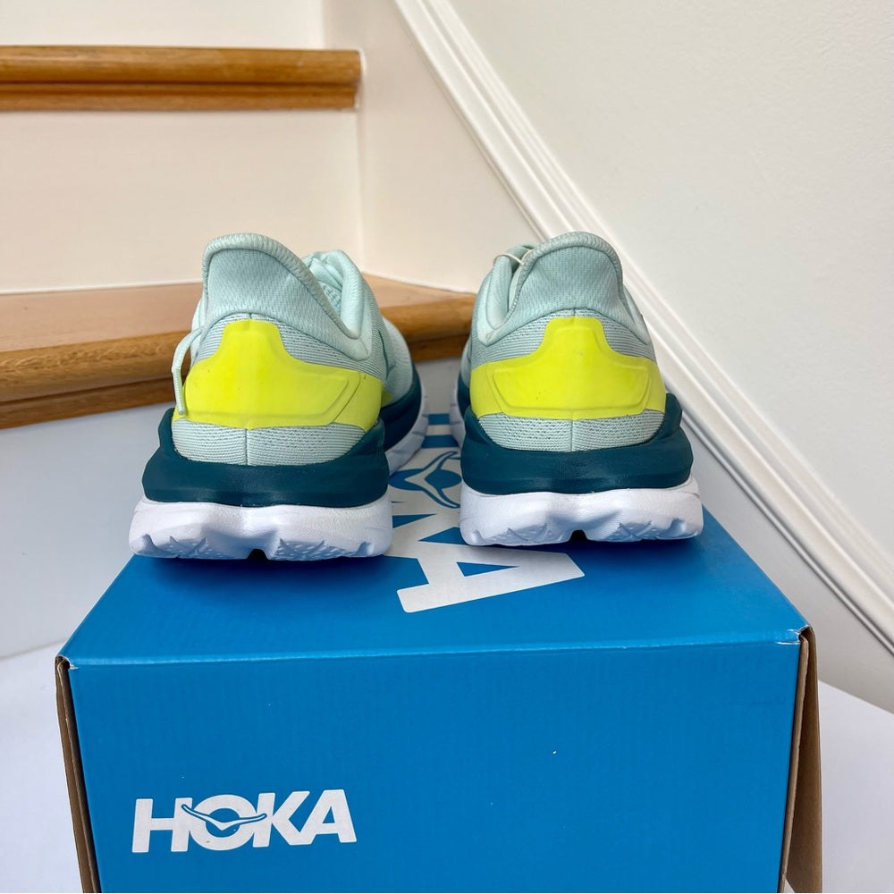 Hoka Mach 4 Running Shoes in Blue Glass / Evening Primrose , Hoka One