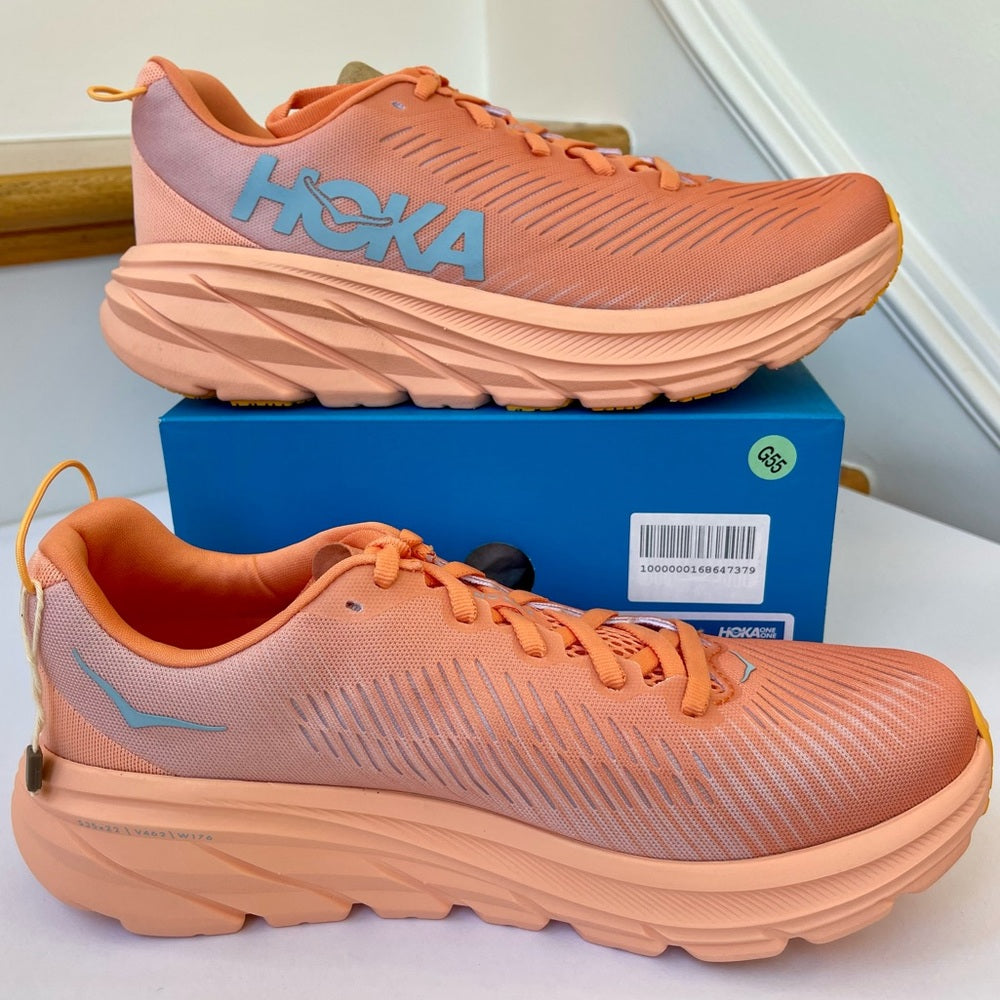 Hoka Rincon 3 women’s running shoes , brand new in box , coral salmon orange