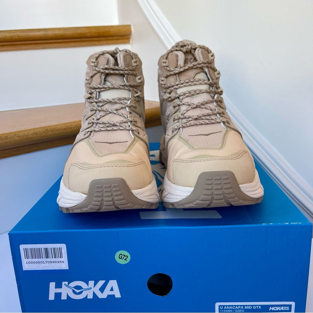 Hoka Anacapa Mid GTX Hiking Shoes Shifting Sand / Eggnog Gore Tex Boots