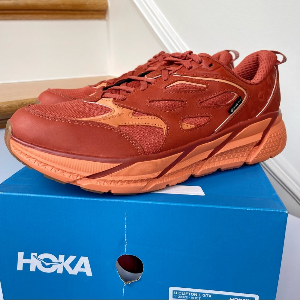 Hoka Clifton Leather Gore-Tex Waterproof Unisex BOCT dark orange copper