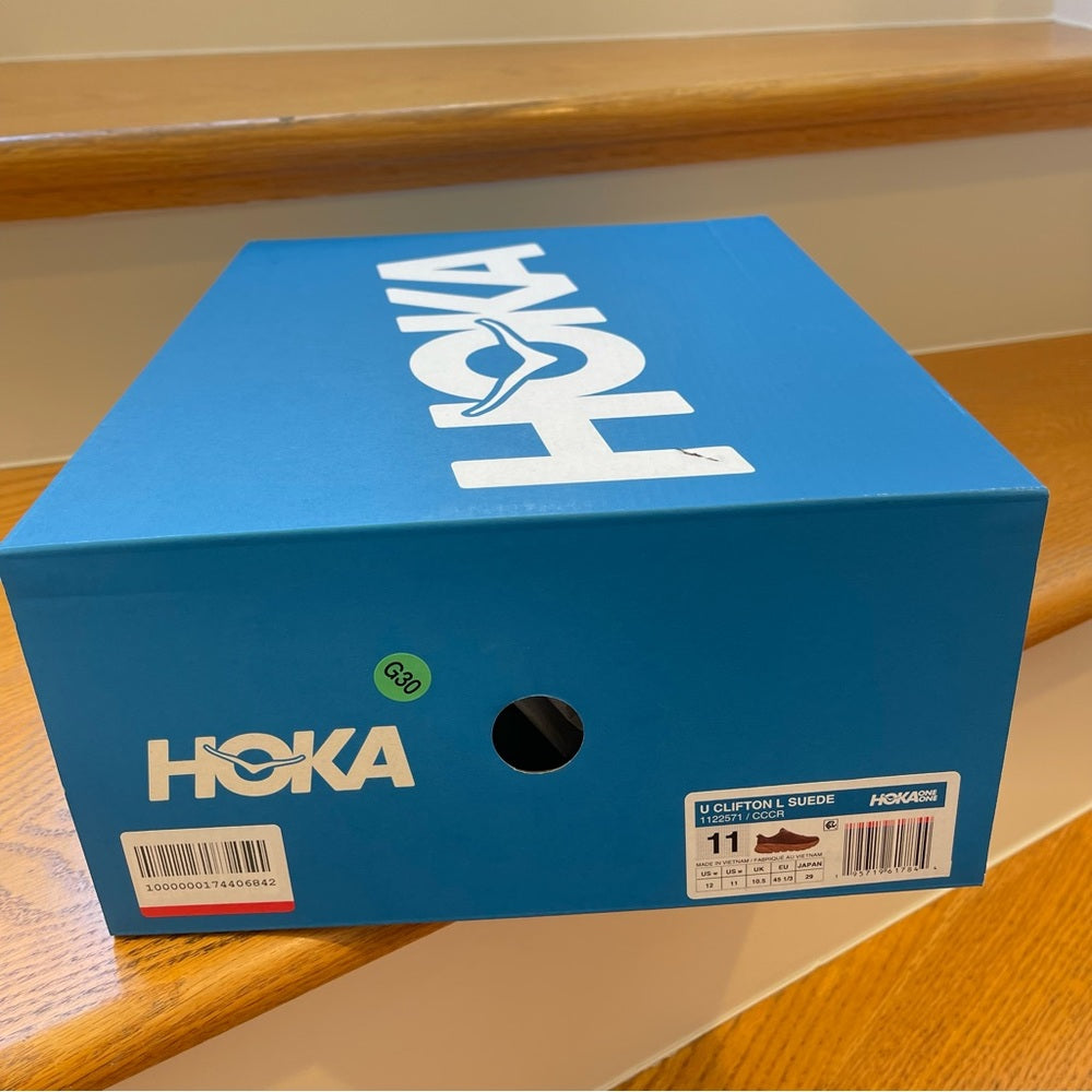 Hoka Clifton L Suede Cappuccino / Cork ( Brown ) Unisex , Brand new